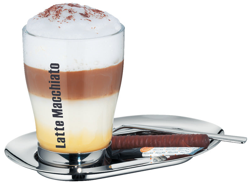 WMF Latte Macchiato KaffeeKultur (Bestehend aus: 6x Glas inkl. Druck, 6x Unterteller, 6x Muglöffel)
