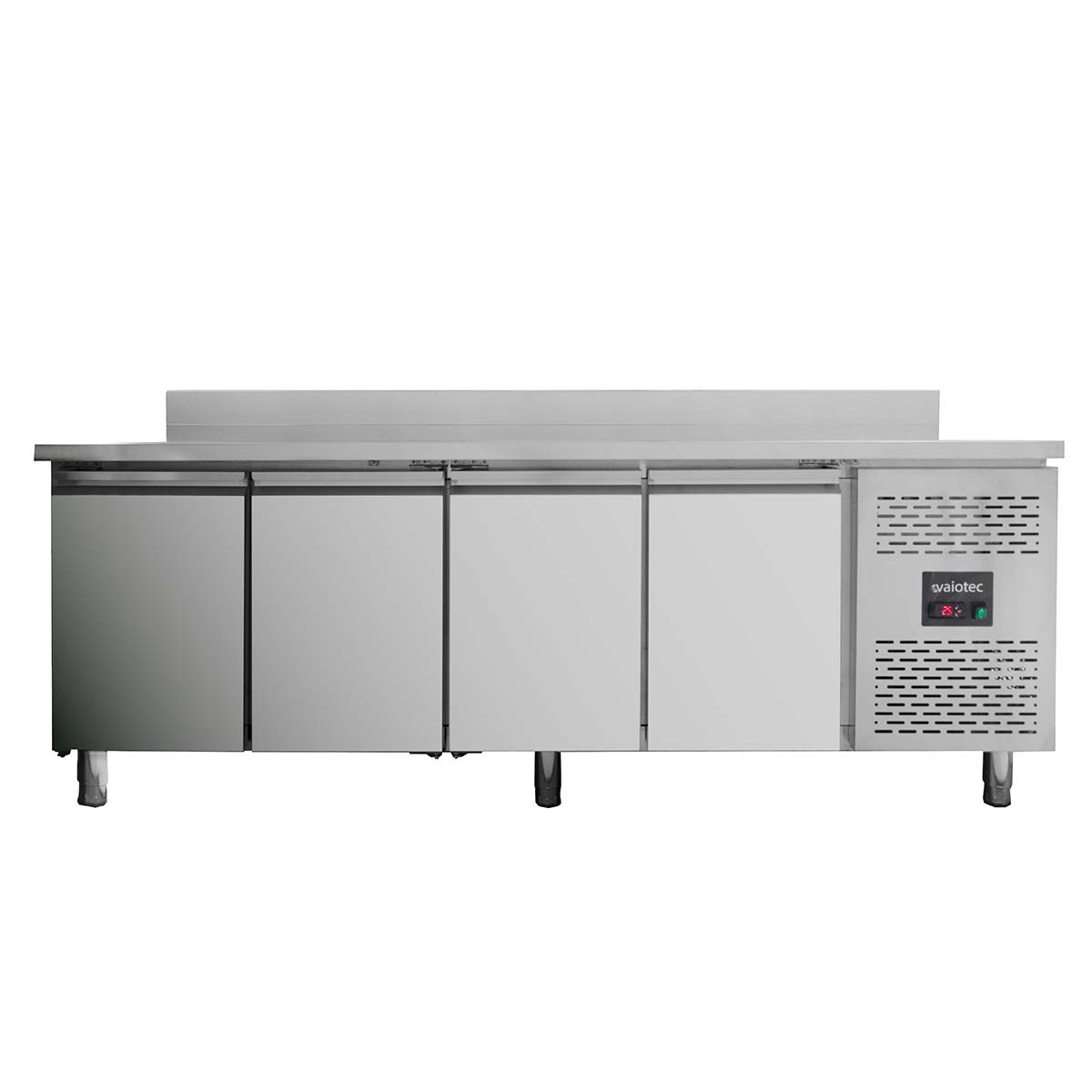 Vaiotec EASYLINE Kühltisch "700" (4-türig inkl. Aufkantung, Monoblock), Edelstahl, Silber, 0,43kW, 230V, 553L, 2230x700x850mm