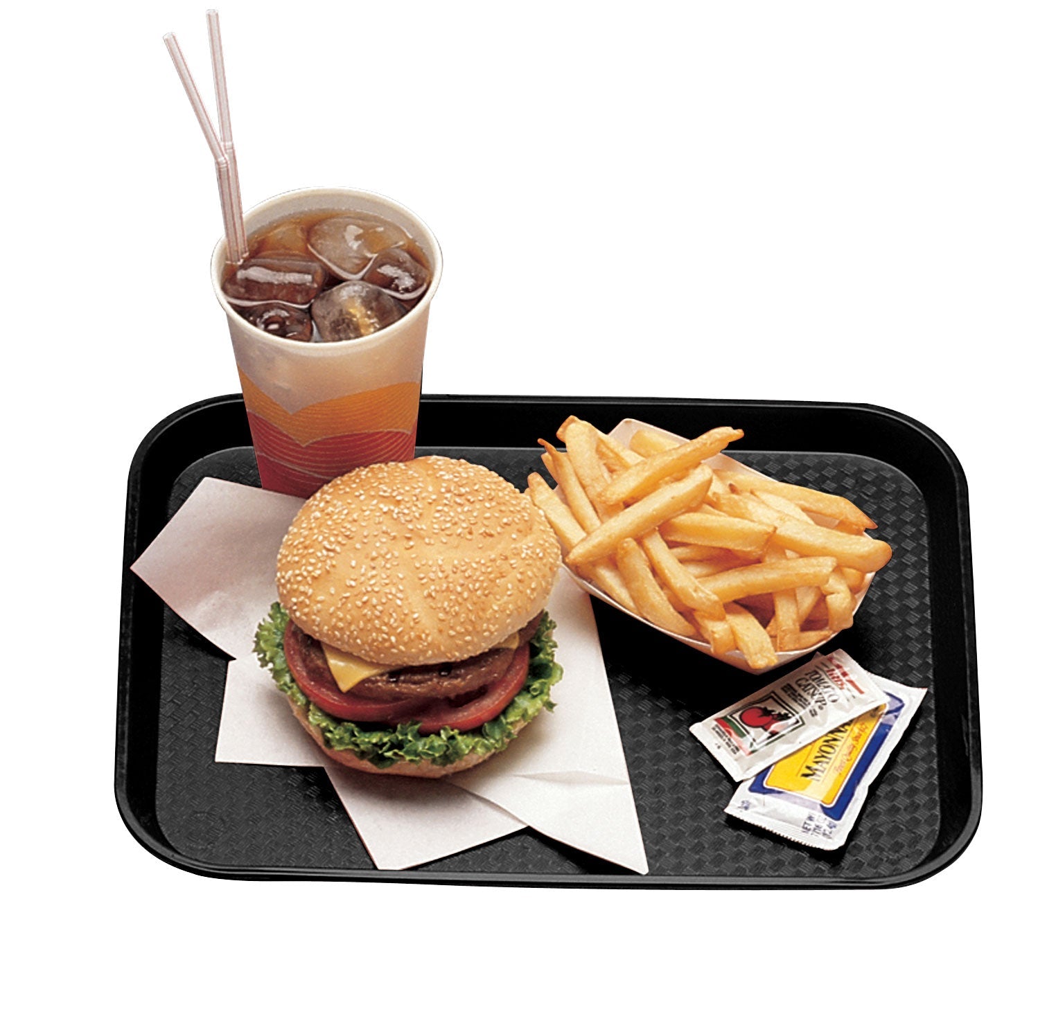 Cambro 24x Fast Food Tablett (1014FF110), Polypropylen, Schwarz, Hohes Profil, 26,5x34,5cm