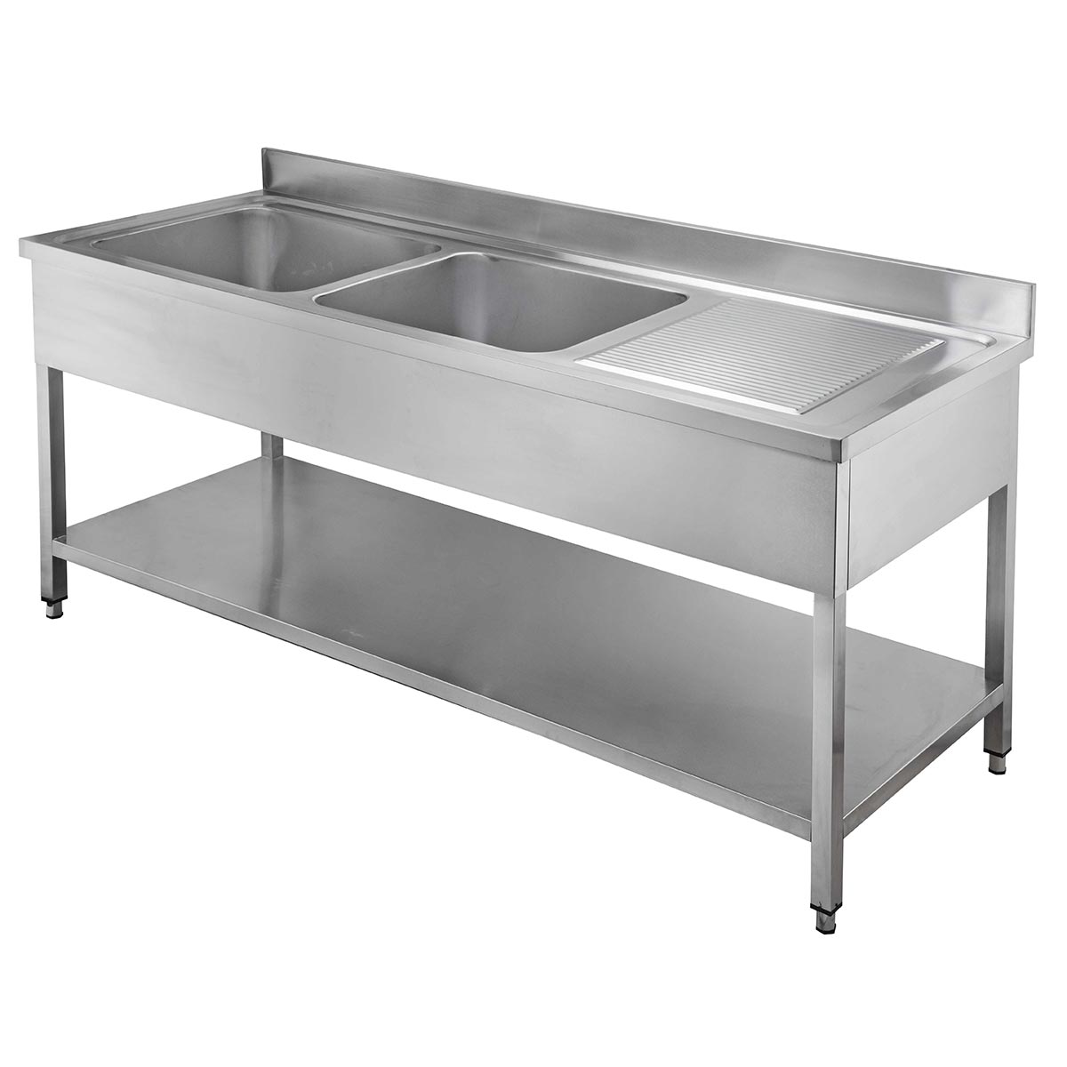 Vaiotec EASYLINE Spültisch 700, 2 Becken links & Abtropffläche, inkl. Aufkantung, 2000x700x900mm