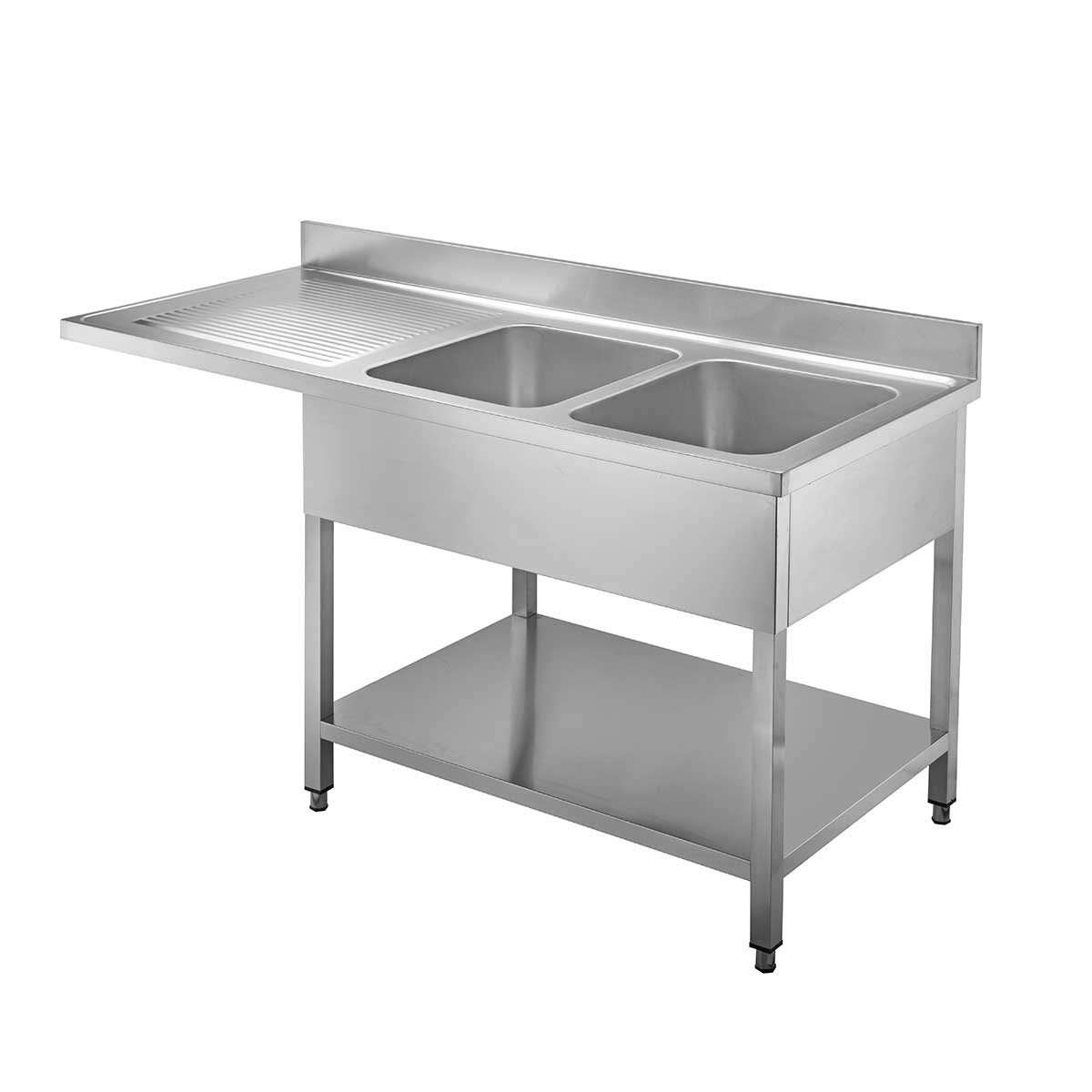 Vaiotec EASYLINE Spülcenter 600, 2 Becken rechts & Abtropffläche, inkl. Aufkantung, 1600x600x900mm