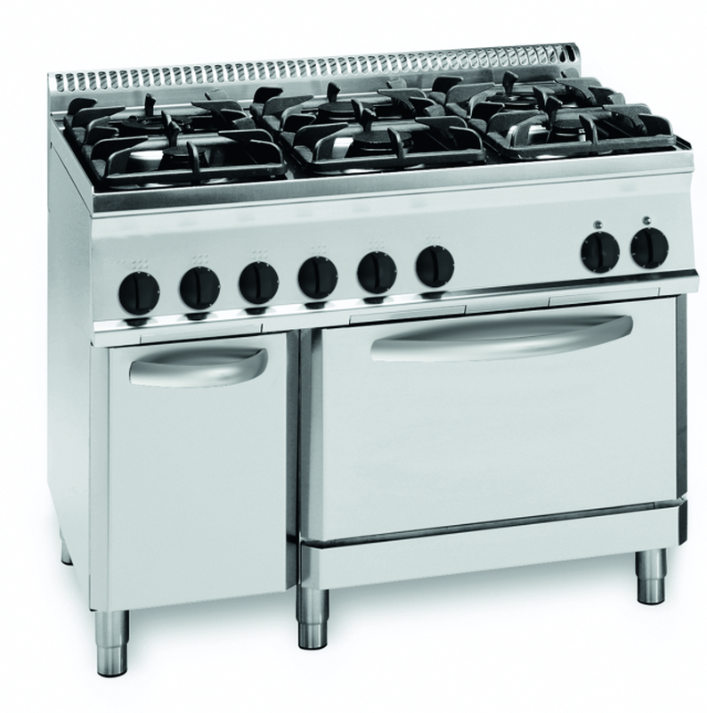 KBS Gas-Herd 37kW 6 Brenner mit Gas Backofen
