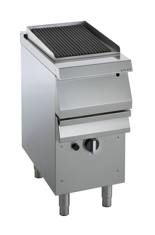 KBS Gas-Vaporgrill (Standgerät mit Wasserbecken & Ablasshahn, 1 Heizzone), Edelstahl, Silber, 7,5kW, 400x730x900mm