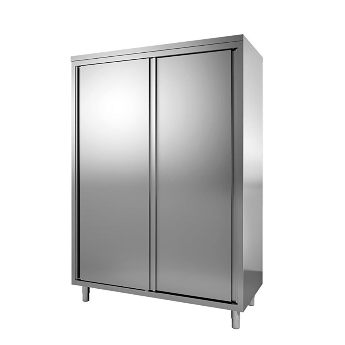 Vaiotec TOPLINE Hochschrank "600" (2 Schiebetüren), Edelstahl, Silber, 1400x600x2000mm