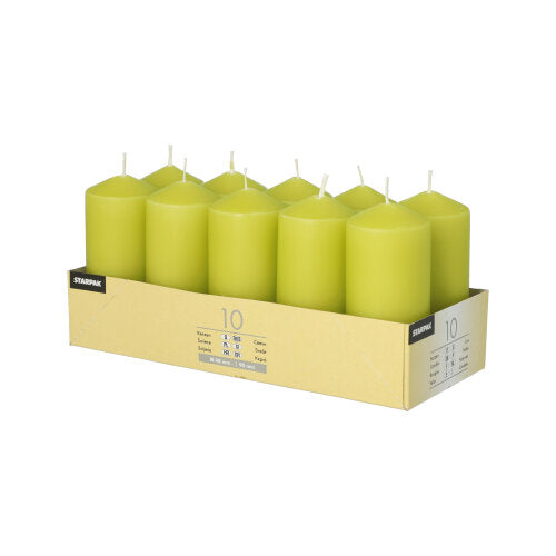 Papstar 4x 10 Stumpenkerzen Ø 40 mm · 90 mm kiwi