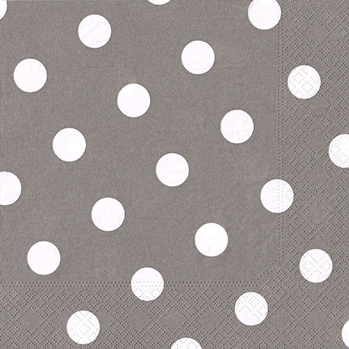 Papstar 10x 20 Servietten, 3-lagig 1/4-Falz 40 cm x 40 cm grau "Dots"