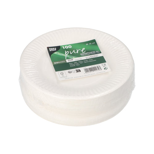 Papstar 500x Teller (extra stark), Pappe, Weiß, Serie: Pure, Durchmesser: 19cm