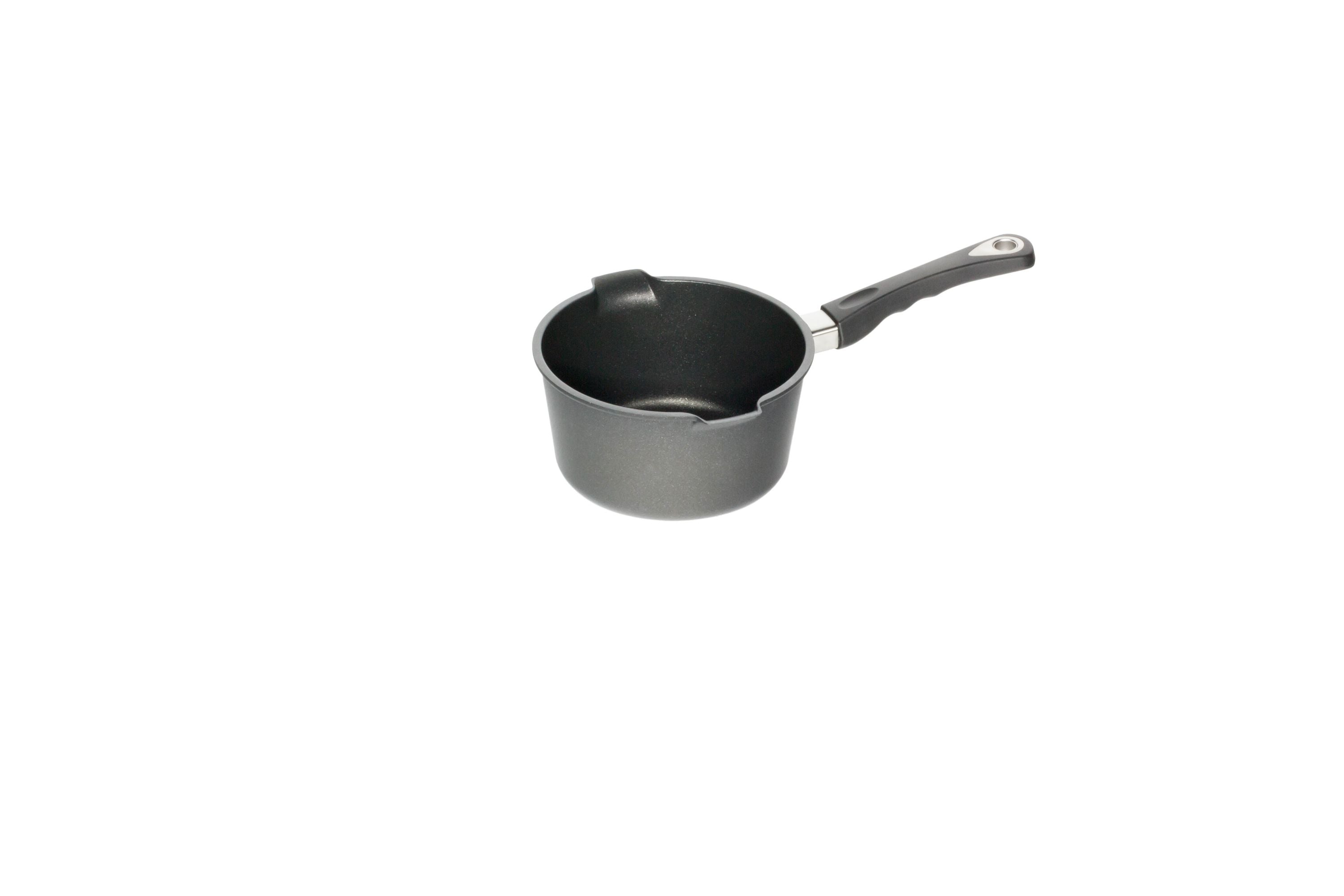 AMT Milch-/Soßentopf (Mit 2 Ausgießern), Aluminiumguss, Schwarz, Durchmesser: 16-20cm
