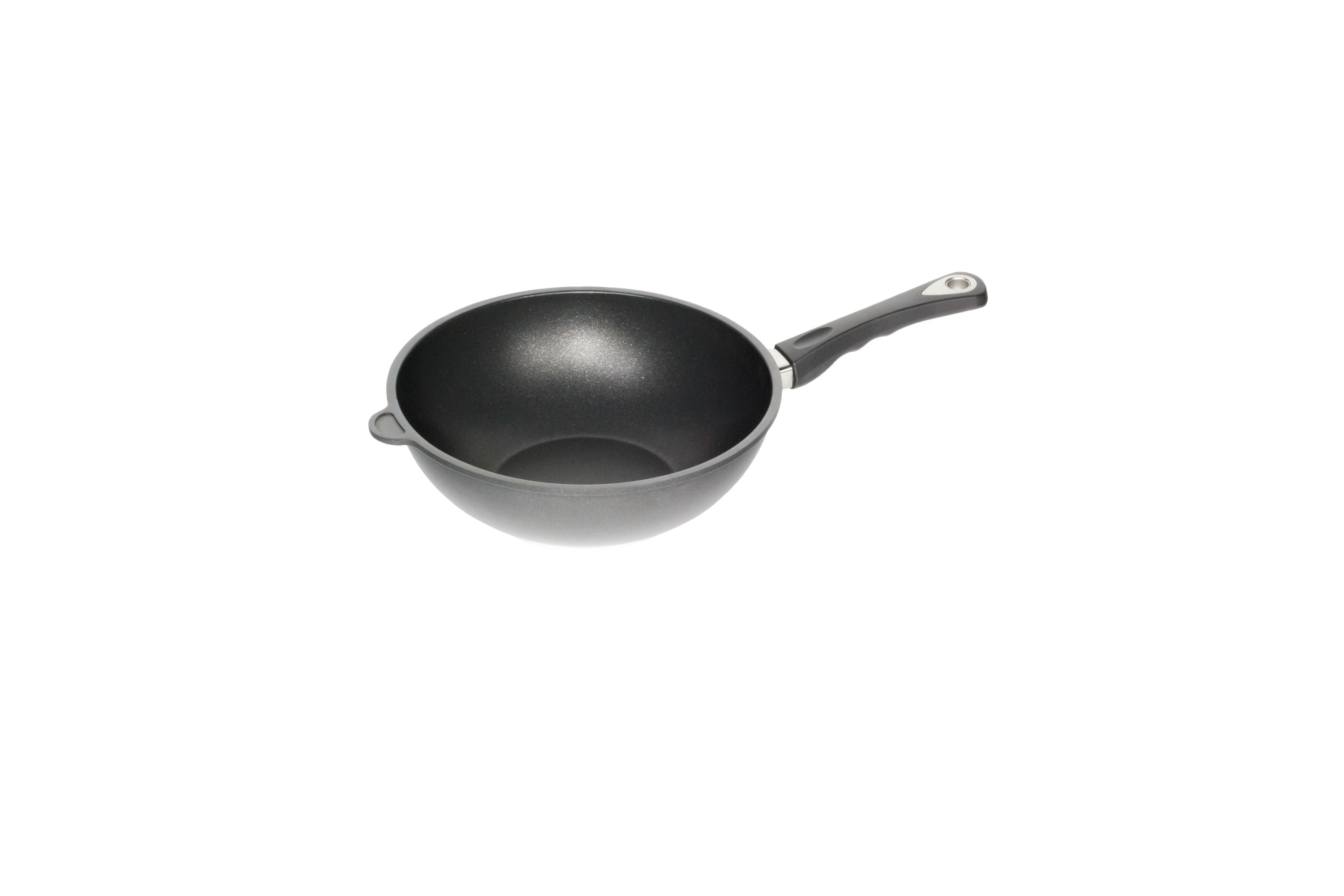 AMT Wok (Mit Stielgriff), Aluminiumguss, Schwarz, Durchmesser: 26-36cm
