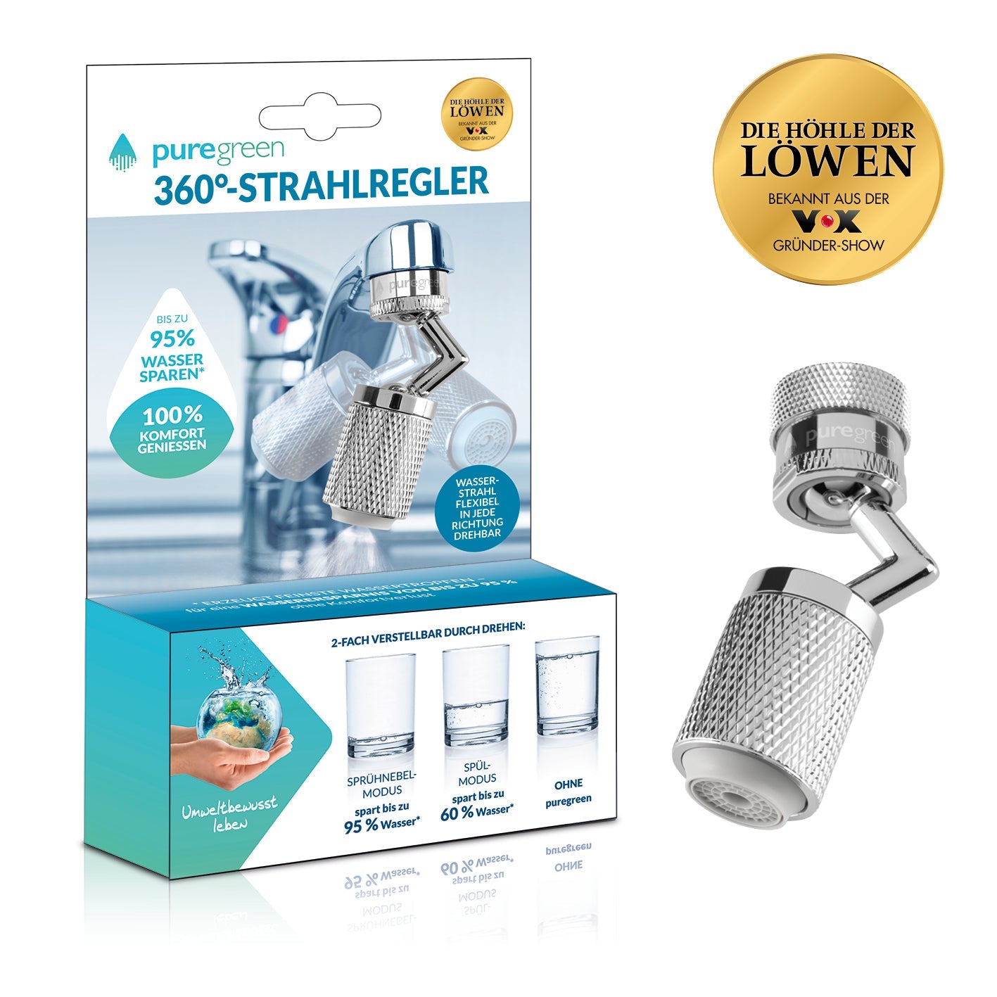 puregreen Waschbecken 360 Grad Wassersparer