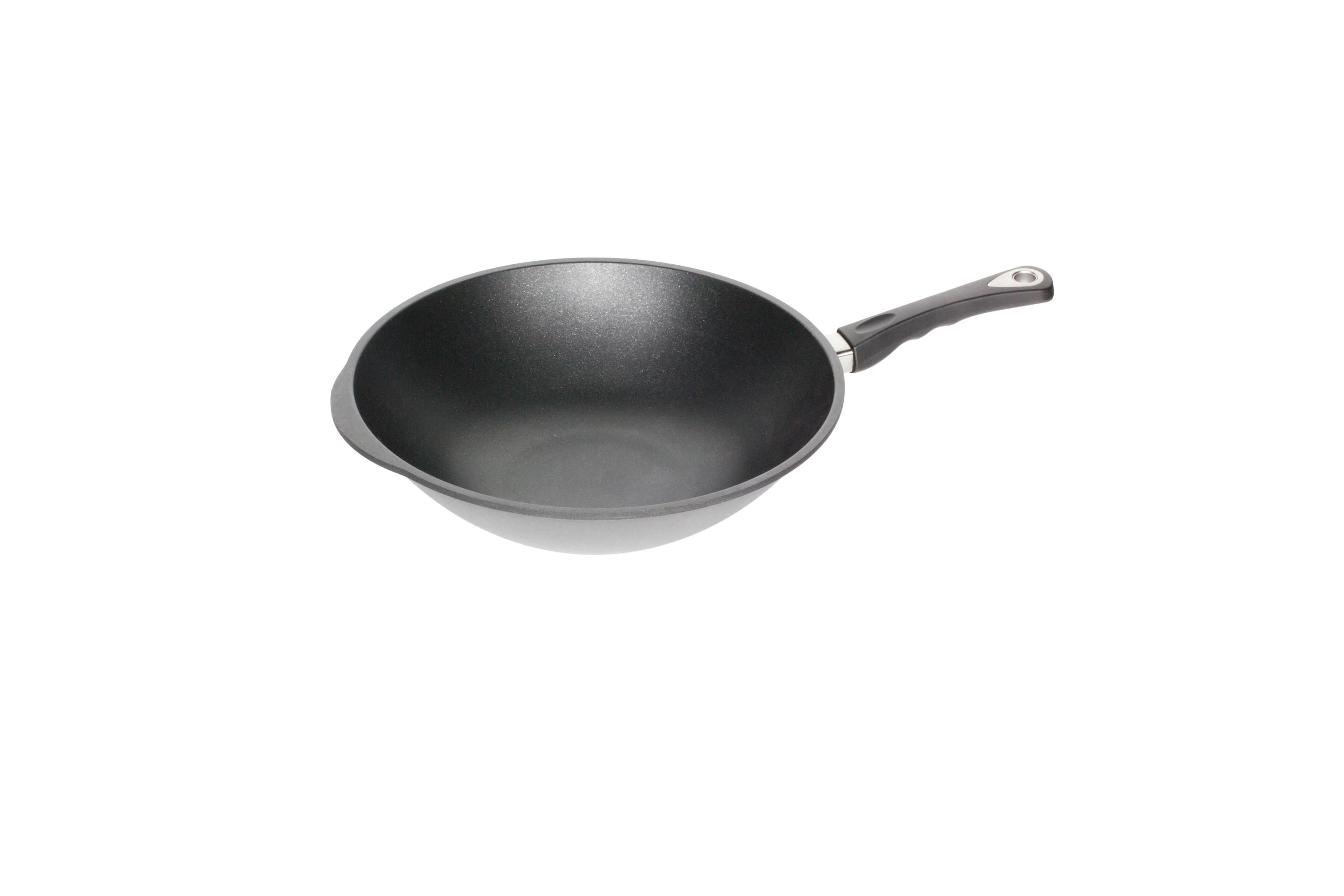 AMT Wok (Mit Stielgriff), Aluminiumguss, Schwarz, Durchmesser: 26-36cm