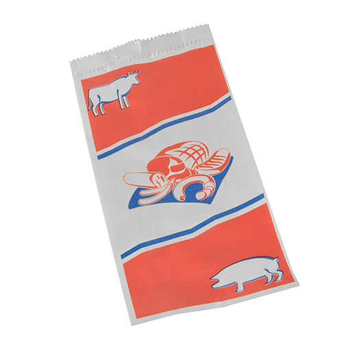 Papstar 1x 1000 Fleischerbeutel, Kraftpapier, gefädelt 28 cm x 14 cm x 6 cm weiss mit Druck, klein