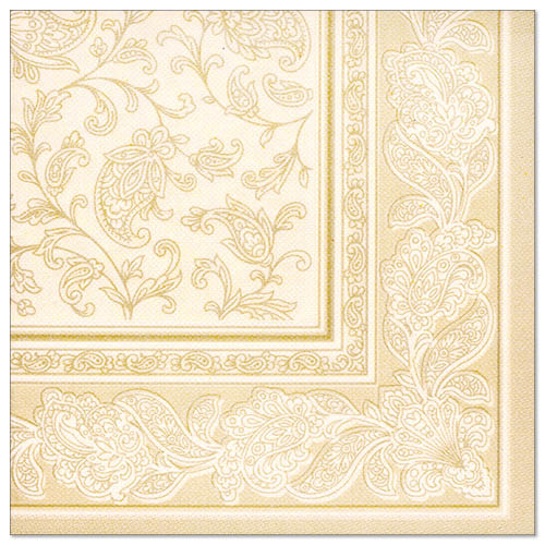 Papstar 250 Servietten "ROYAL Collection" 1/4-Falz 40 cm x 40 cm champagner "Ornaments"
