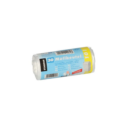 Papstar 20x 30 Müllbeutel mit Tragegriffen, HDPE 10 l 42 cm x 39,5 cm transparent