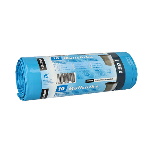 Papstar 9x 10 Müllsäcke, LDPE 120 l 110 cm x 70 cm blau