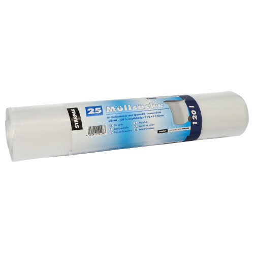 Papstar 5x 25 Müllsäcke, LDPE 120 l 110 cm x 70 cm transparent
