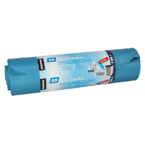 Papstar 4x 25 Müllsäcke, LDPE 120 l 110 cm x 70 cm blau extra stark und extra reißfest