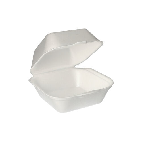 Papstar 5x 100 Hamburger-Boxen mit Klappdeckel, XPS 7,5 cm x 12 cm x 12 cm weiss