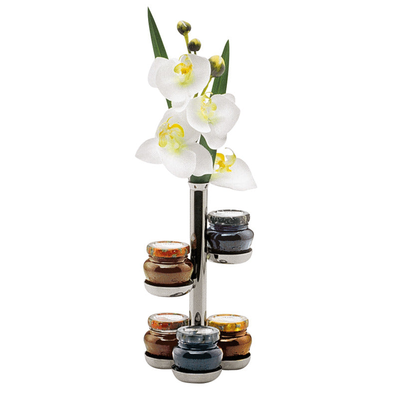 Hepp Ständer für Konfitürengläser mit Vase (5-teilig), Edelstahl, Silber, Höhe: 20cm