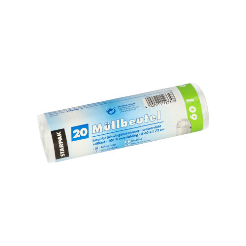 Papstar 25x 20 Müllbeutel, HDPE 60 l 72 cm x 60 cm transparent