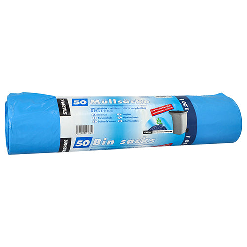 Papstar 4x 50 Müllsäcke, HDPE 120 l 110 cm x 70 cm blau mit biologisch verrottbaren Zusätzen