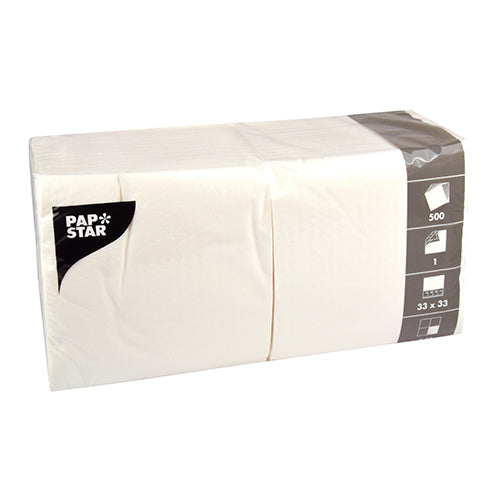Papstar 5.000 Servietten, 1-lagig 1/4-Falz 33 cm x 33 cm weiss, 10x 500