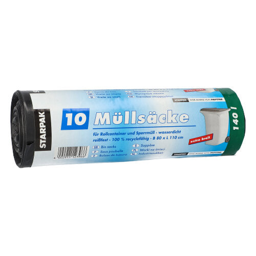 Papstar 9x 10 Müllsäcke, LDPE 140 l 110 cm x 80 cm schwarz