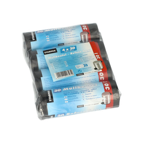 Papstar 5x 80 Müllbeutel, LDPE 30 l 60 cm x 50 cm grau