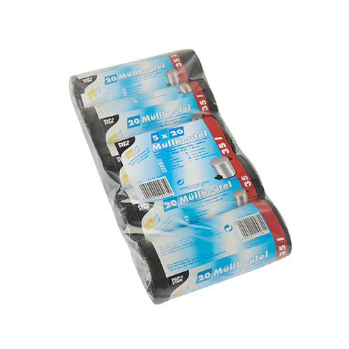 Papstar 500 Müllbeutel, HDPE 35 l 69 cm x 55 cm schwarz, 5x 100