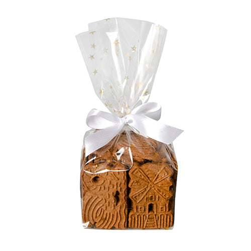 Papstar 20x 10 Bodenbeutel, PP 23,5 cm x 14,5 cm x 5,8 cm transparent "Sterne, gold"