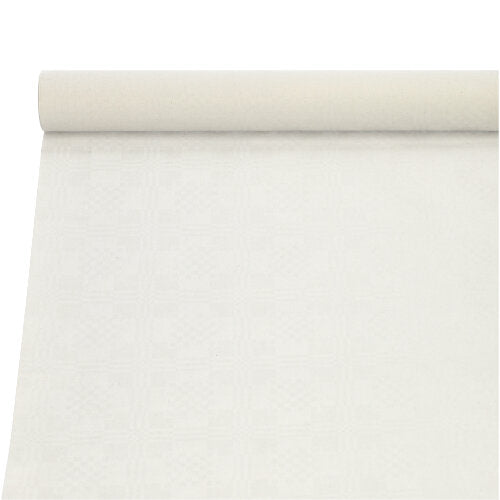 Papstar 25x Papiertischtuch mit Damastprägung 10 m x 1 m weiss