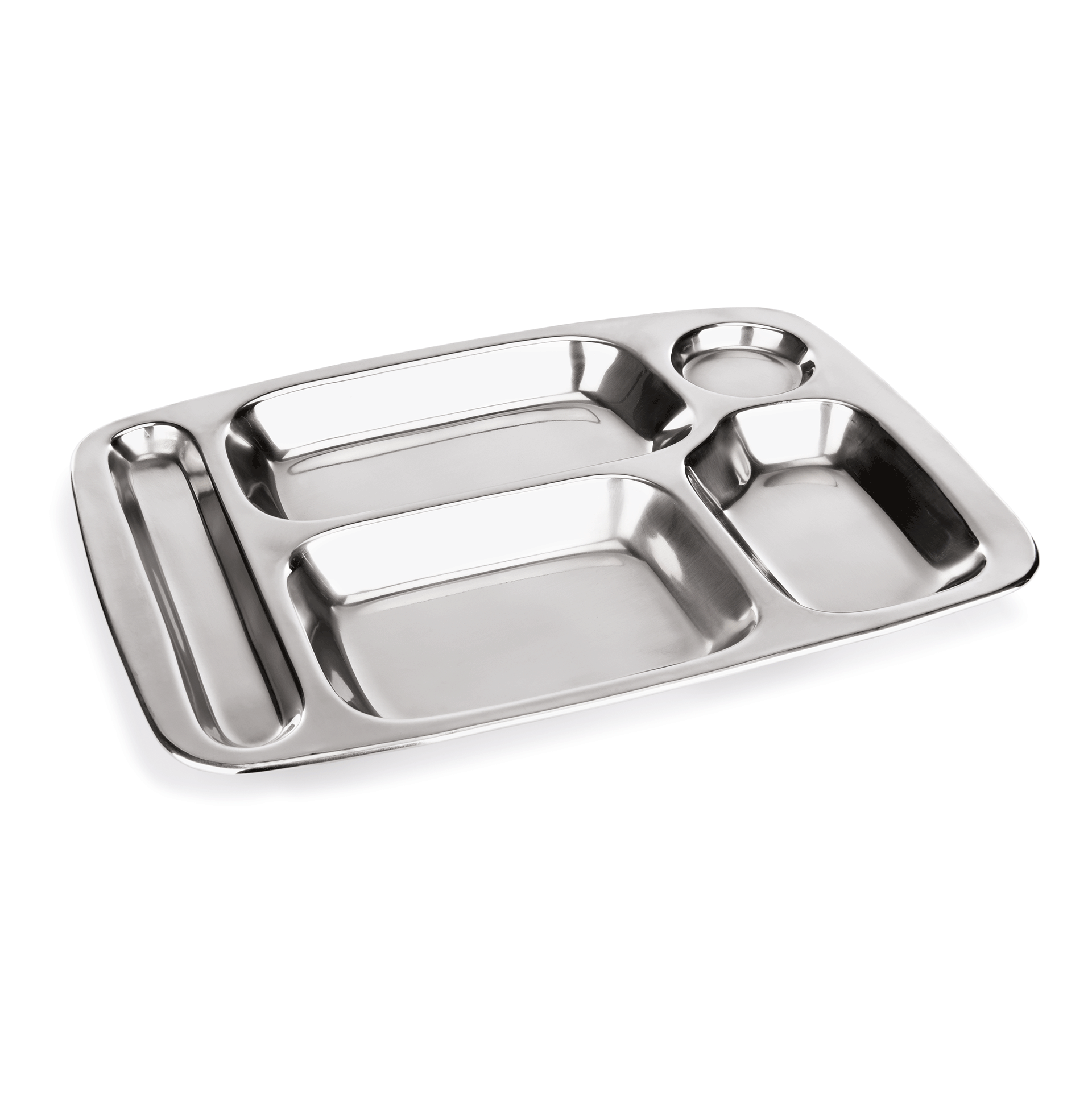 WAS Germany 6x Abteilschale (Mit 5-fach Unterteilung), Chromnickelstahl, Silber, 36,5x26,5x2,5cm (1288360)