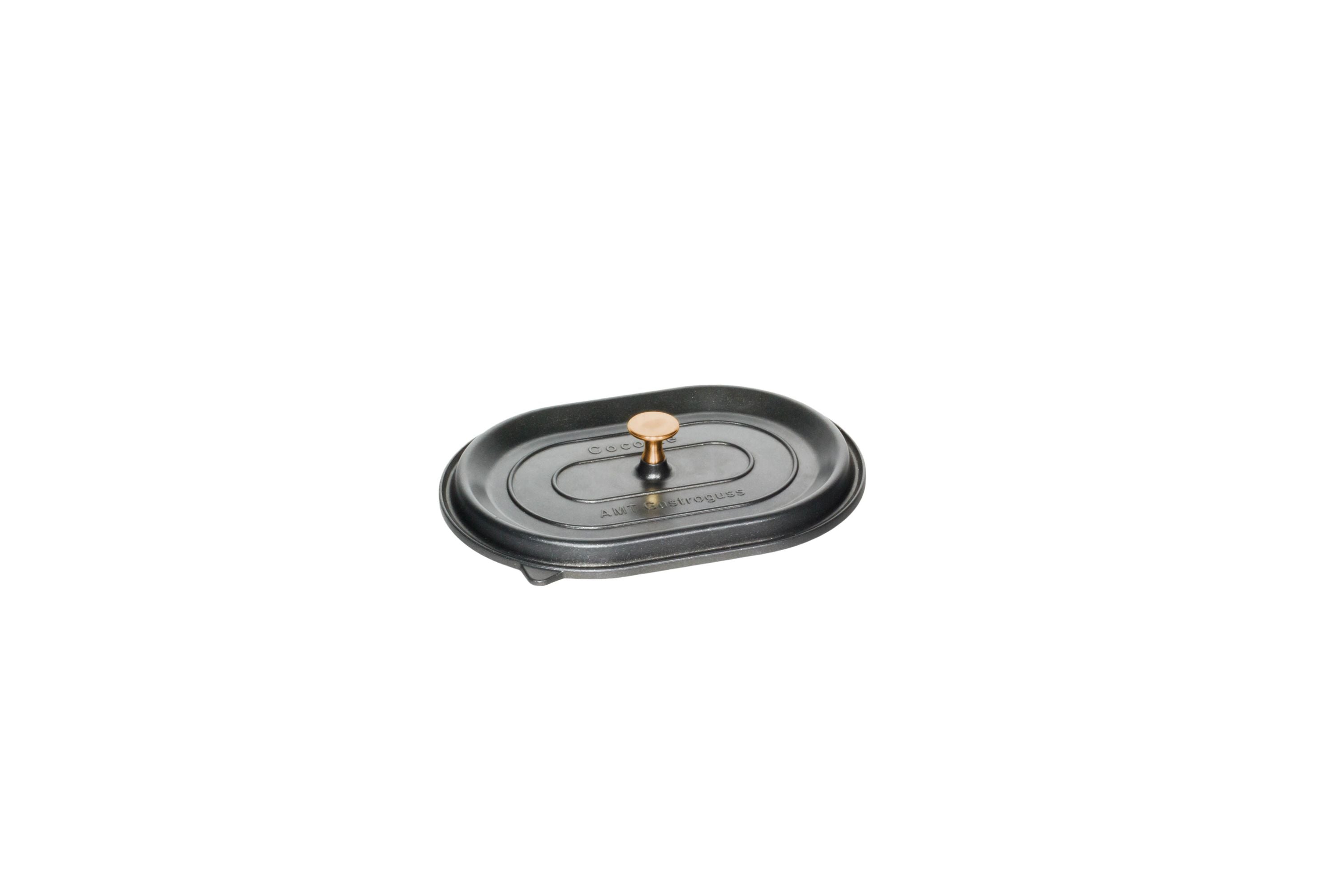 AMT Tropf-Deckel (Cocotte), Gusseisen, Schwarz und Gold, 43,5x24,5cm