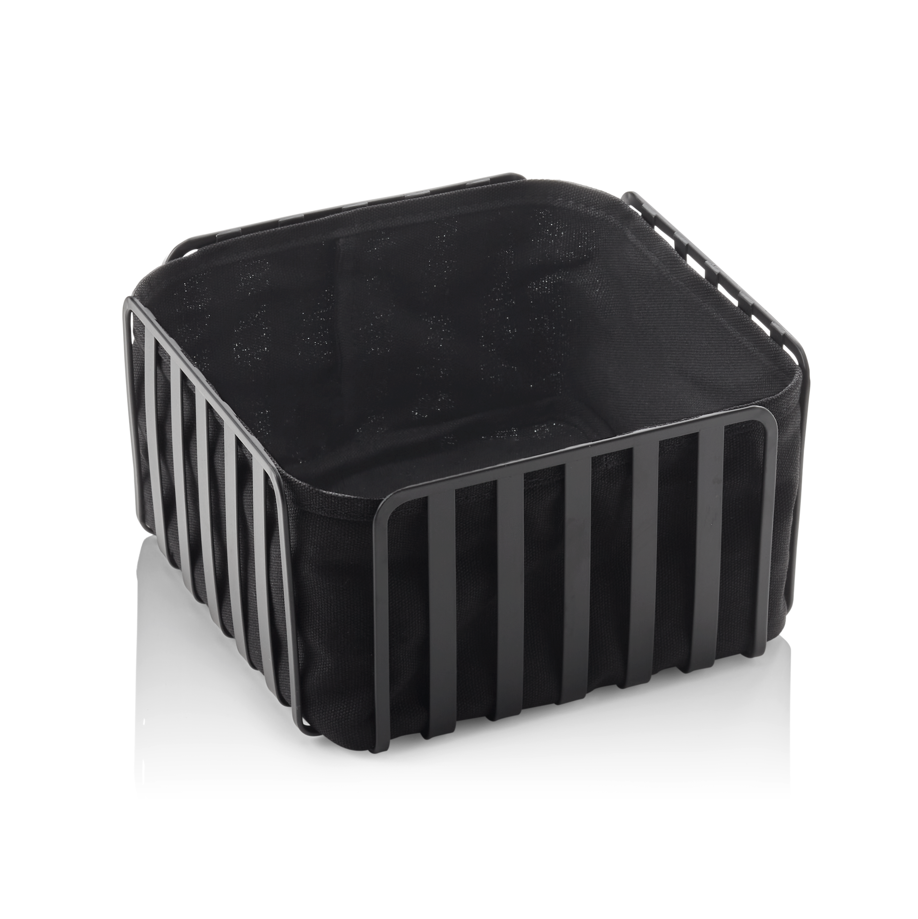 WAS Germany Korb, Metall/Baumwolle, schwarz pulverbeschichtet, 19x19x10,5cm (1409019)