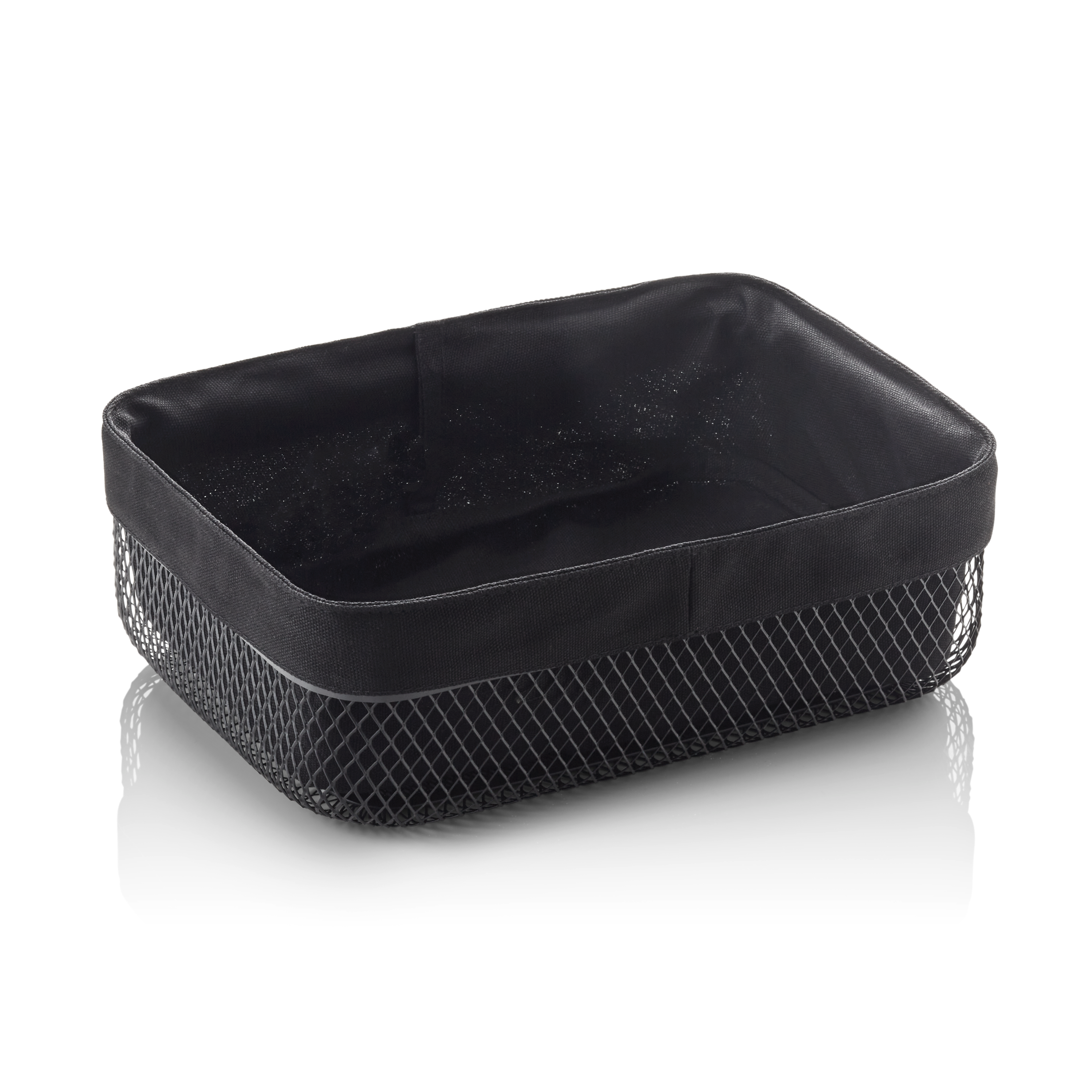 WAS Germany Korb, Metall/Baumwolle, schwarz pulverbeschichtet, 27x20x8,5cm (1409027)