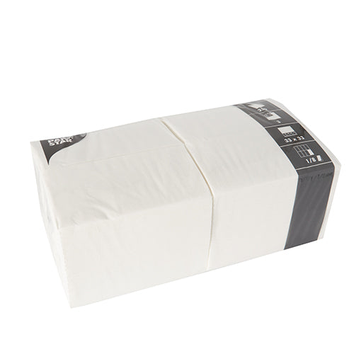 Papstar 1.000 Servietten, 3-lagig 1/8-Falz, Farbe: weiß, Maße: 33cm x 33cm