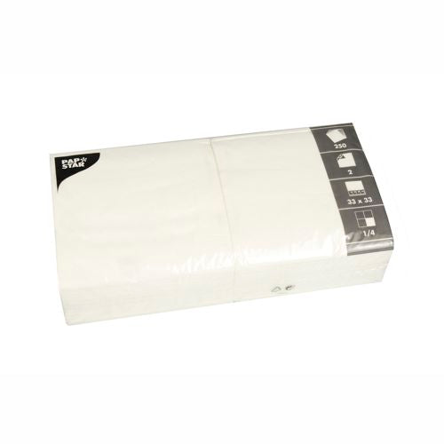 Papstar 1.000 Servietten, 2-lagig 1/4-Falz, Farbe: weiß, Maße: 33cm x 33cm