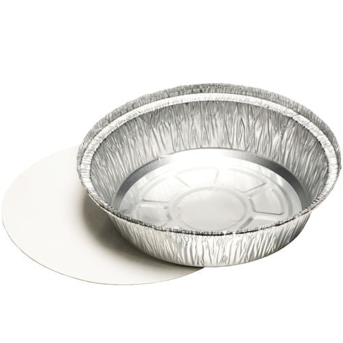 Papstar 250x Aluschalen (mit Einlegedeckel), Aluminium und Polypropylen, Silber und Weiß, Inhalt: 1L, Durchmesser: 23cm, Höhe: 4,4cm