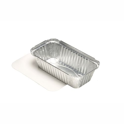 Papstar 500x Aluschalen (mit Einlegedeckel), Aluminium und Polypropylen, Silber und Weiß, 19,5x10,3x4,9cm