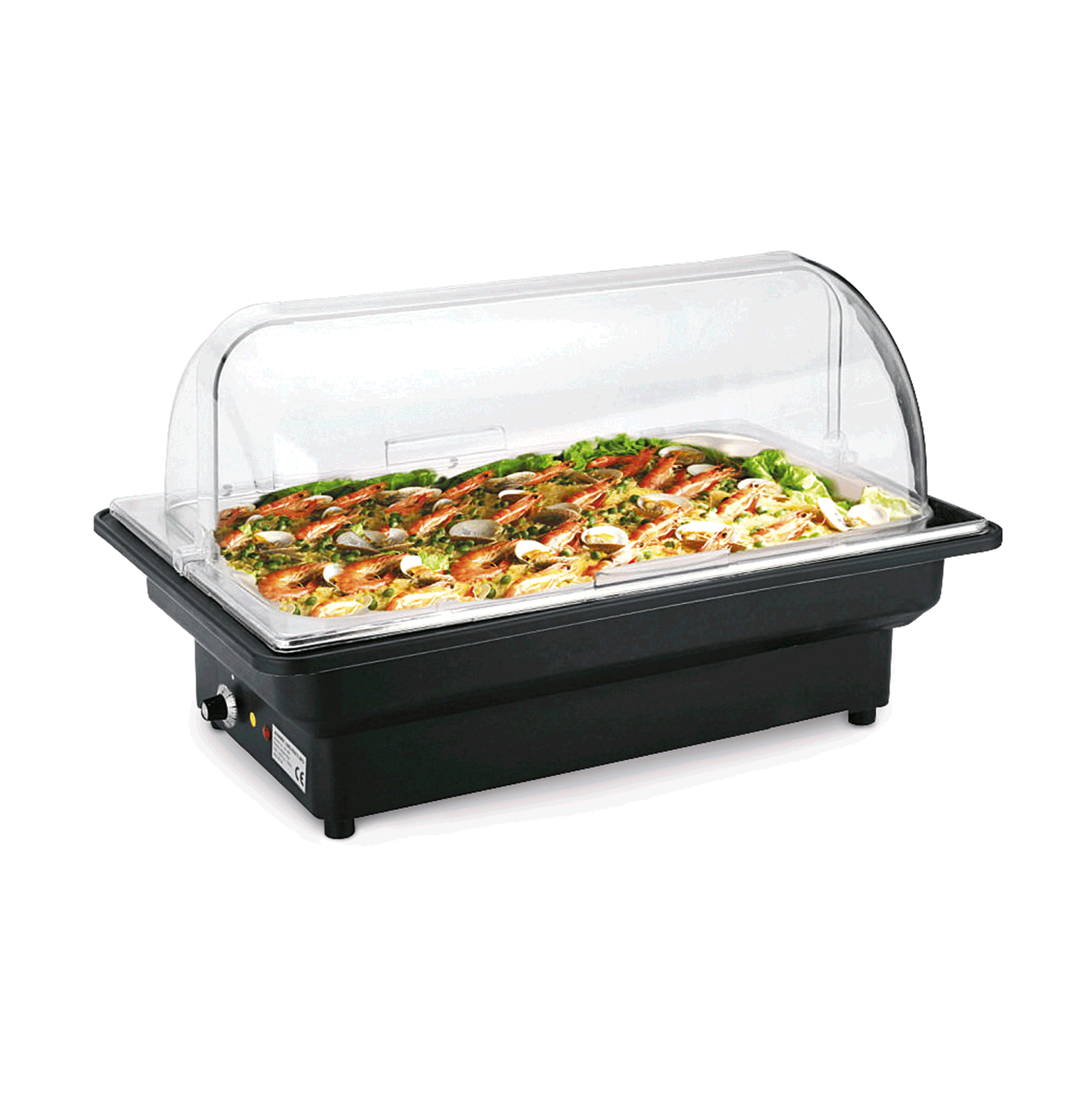 WAS Germany Elektro-Chafing Dish (GN1/1 mit Regelthermostat), Chromnickelstahl und Polypropylen, 500W, 220V, 56x36x32cm (1460590)