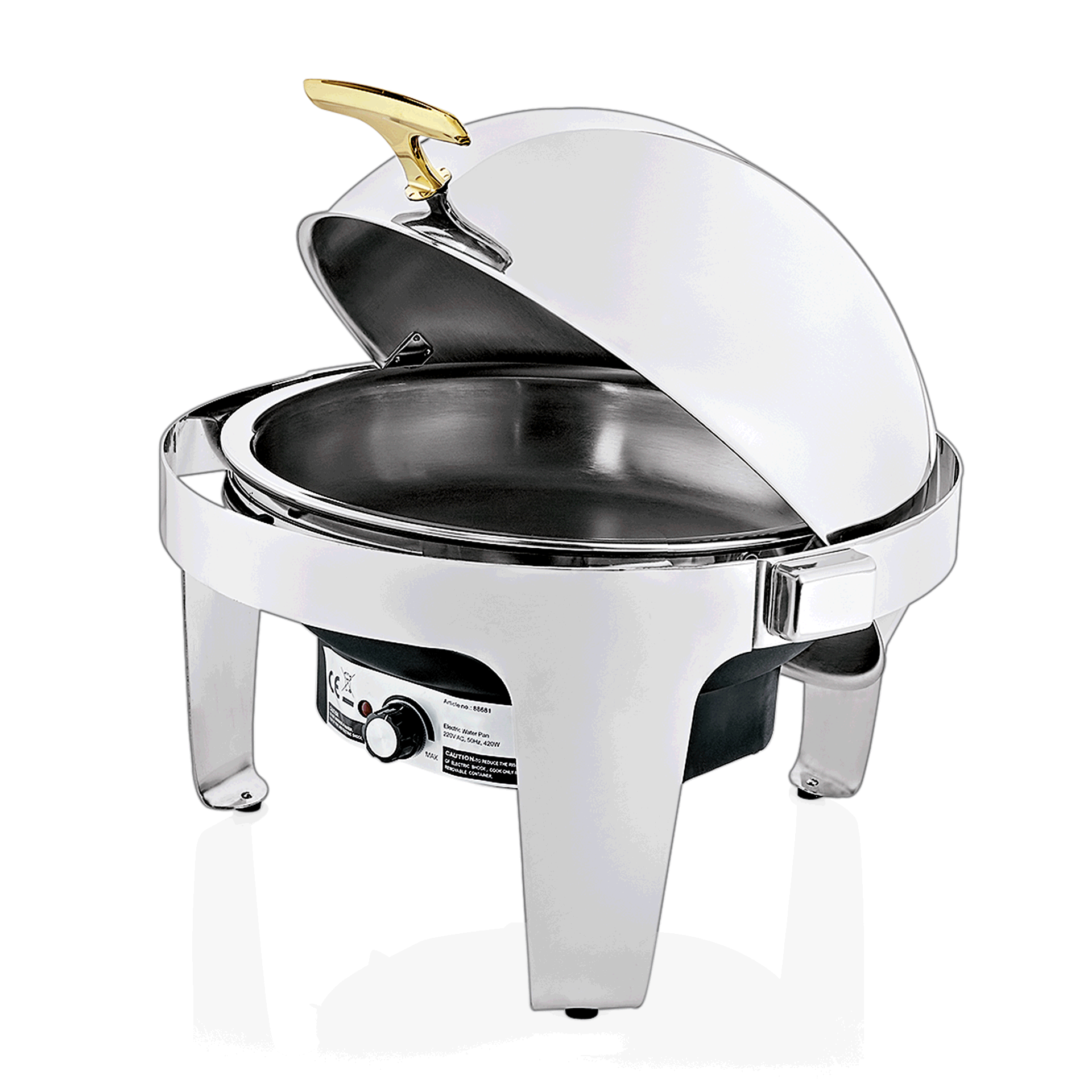 WAS Germany Elektro- Chafing Dish, Chromnickelstahl und Polypropylen, 500W, 230V; Inhalt: 6,8L, Durchmesser: 39,5cm, Höhe: 45cm (1460689)