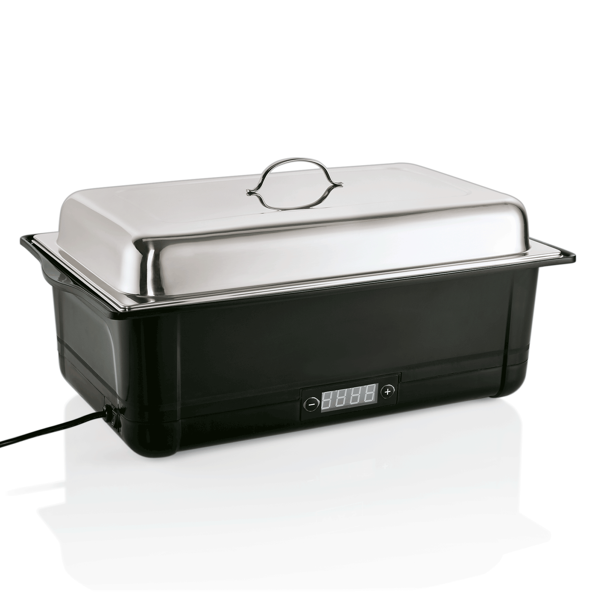 WAS Germany Elektro-Chafing Dish (GN1/1, mit Regelthermostat und digitalem Display), Chromnickelstahl und Polypropylen, 900W, 220V, 58x35x28cm (1460800)