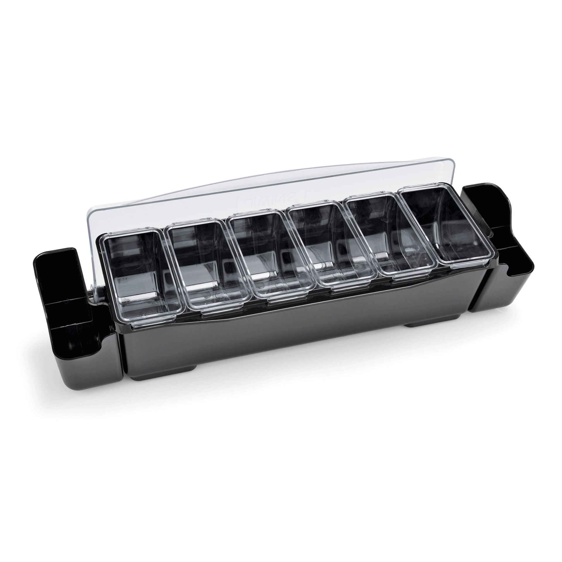 WAS Germany Zutatenbehälter (Mit 6 Einsätzen), ABS und Polycarbonat, Schwarz und Transparent, 57x15x18cm (1464206)