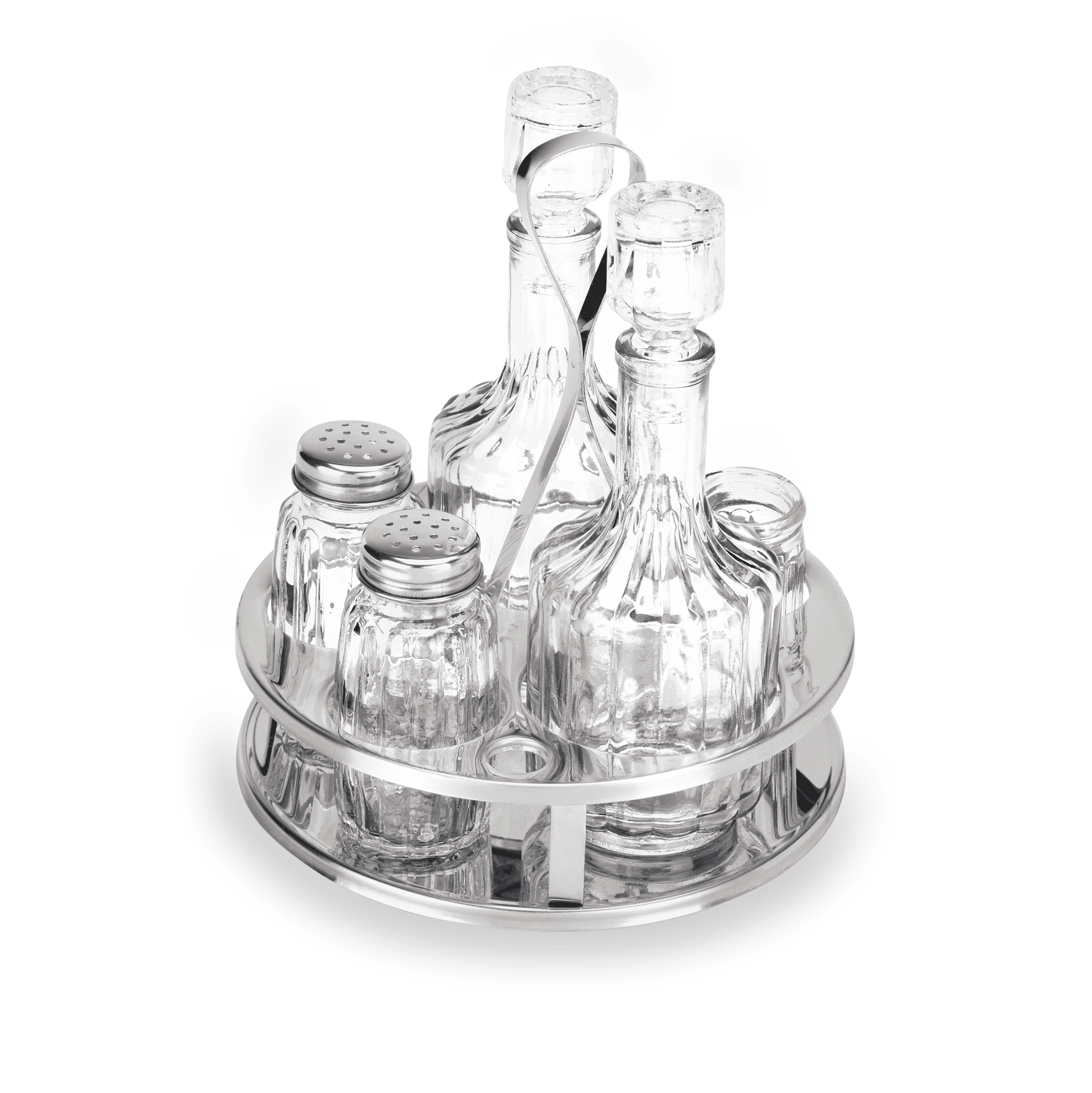 WAS Germany Menage (5-teilig, Essig & Öl, Salz & Pfeffer, Zahlstocher), Edelstahl und Glas, Serie: MENAGE 1480 Höhe: 17cm (1480006)