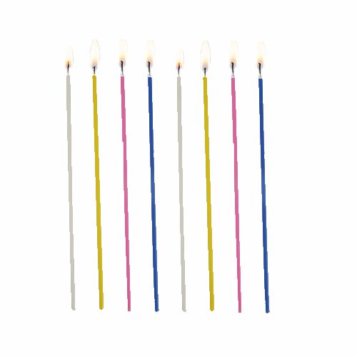 Papstar 24x 18 Spaghettikerzen Ø 3 mm · 16,5 cm farbig sortiert