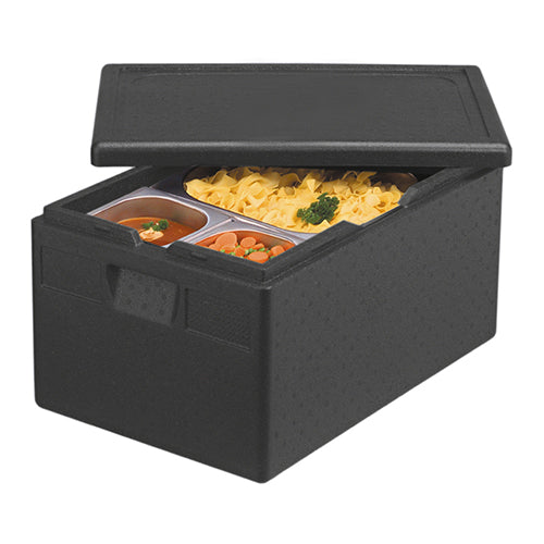 Papstar 4x Isolier-Transportbehälter, EPP 60 cm x 40 cm x 28 cm schwarz "Gastro-Norm 1/1"