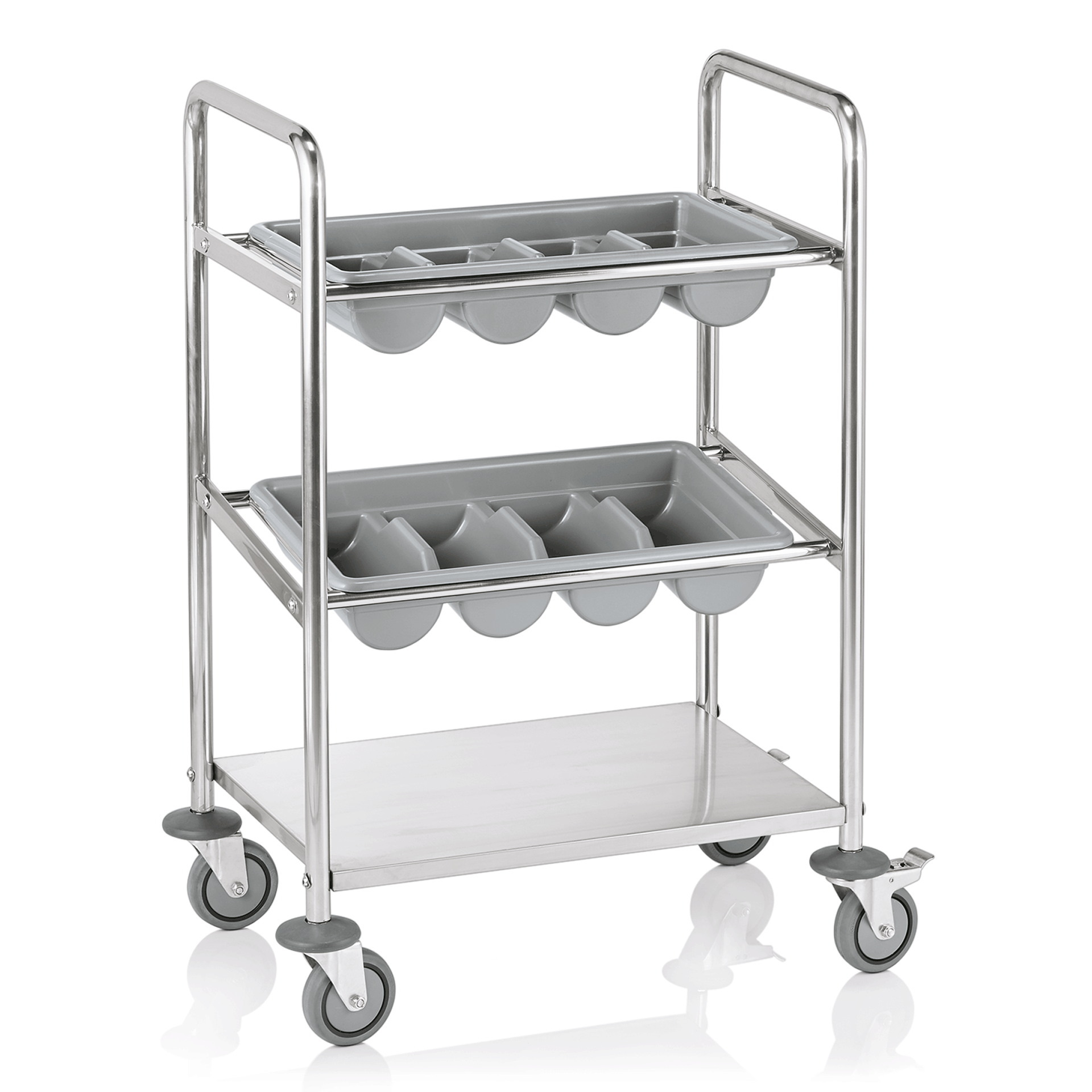 WAS Germany Besteckwagen (inkl. 2 Besteckkästen), Chromnickelstahl, Silber, 62x40x94,5cm (1518002)