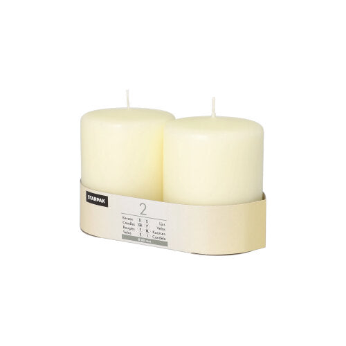 Papstar 6x 2 Stumpenkerzen Ø 80 mm · 100 mm elfenbein "Ivory" mit Flachkopf
