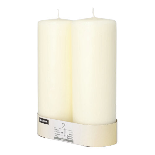 Papstar 6x 2 Stumpenkerzen Ø 80 mm · 220 mm elfenbein "Ivory" mit Flachkopf