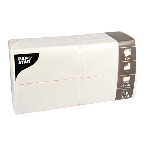Papstar 5.000 Servietten, 1-lagig 1/8-Falz 33 cm x 33 cm weiss, 10x 500